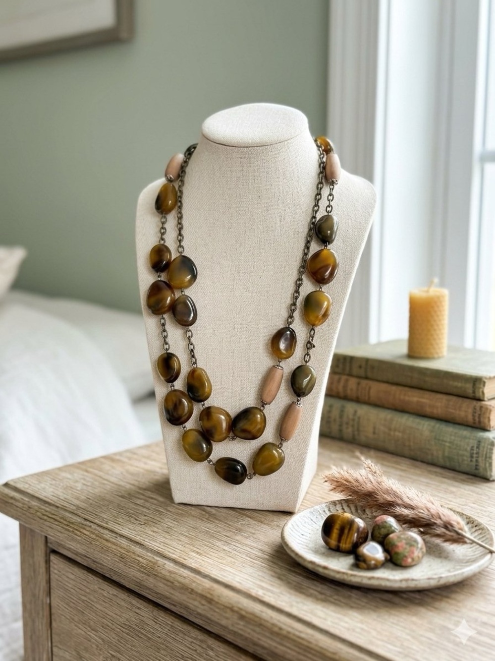 vintage 1970s multi-strand layering statement necklace